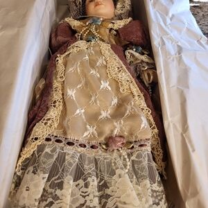 Vintage Granville House  18 Inch Porcelain Doll with Lace Dress
